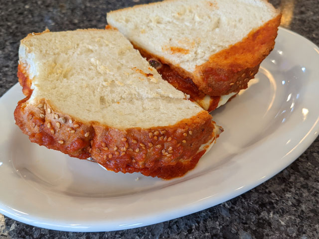 A Chicken Parmesan sandwich at Agostino's Italian Restaurant